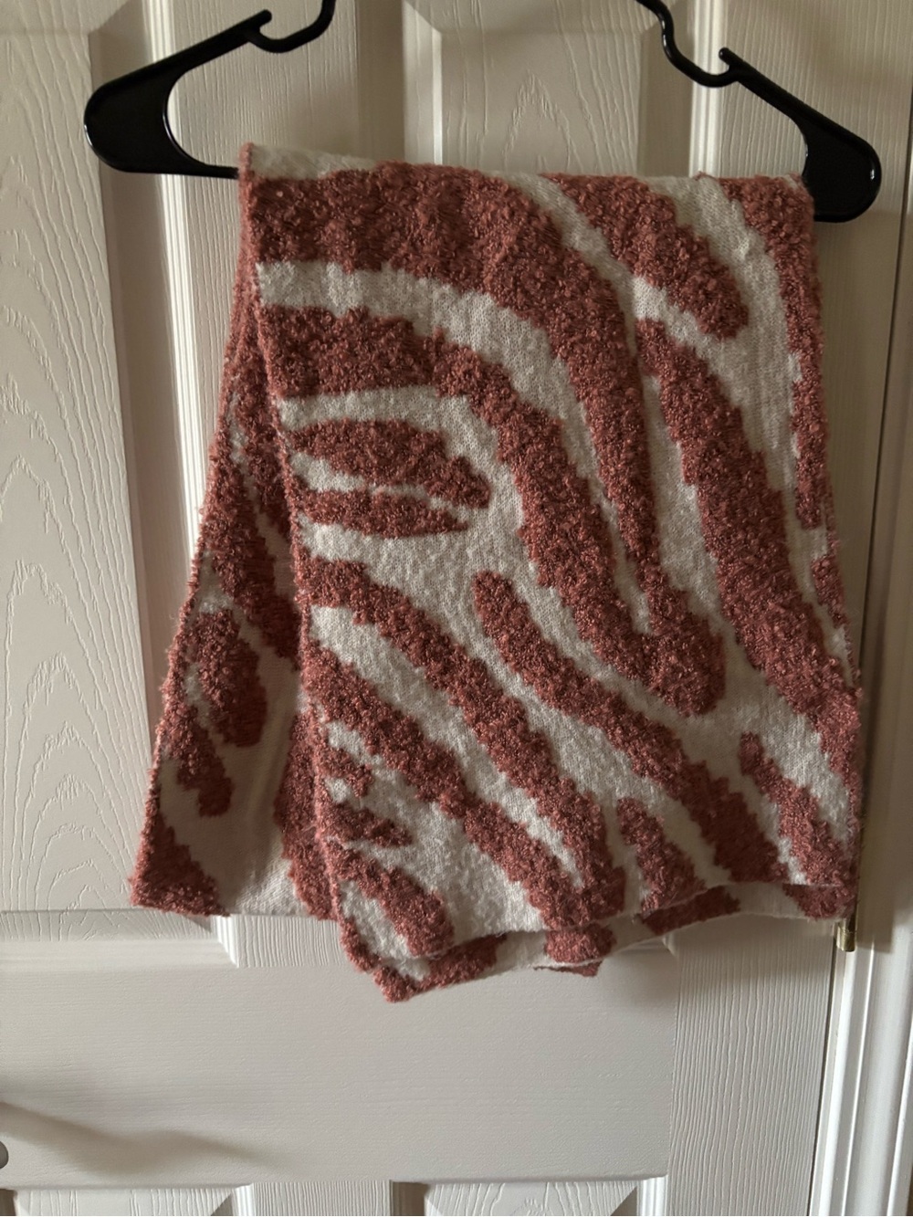 Plush Pink & White Zebra-Patterned Women's Scarf 13 x 72